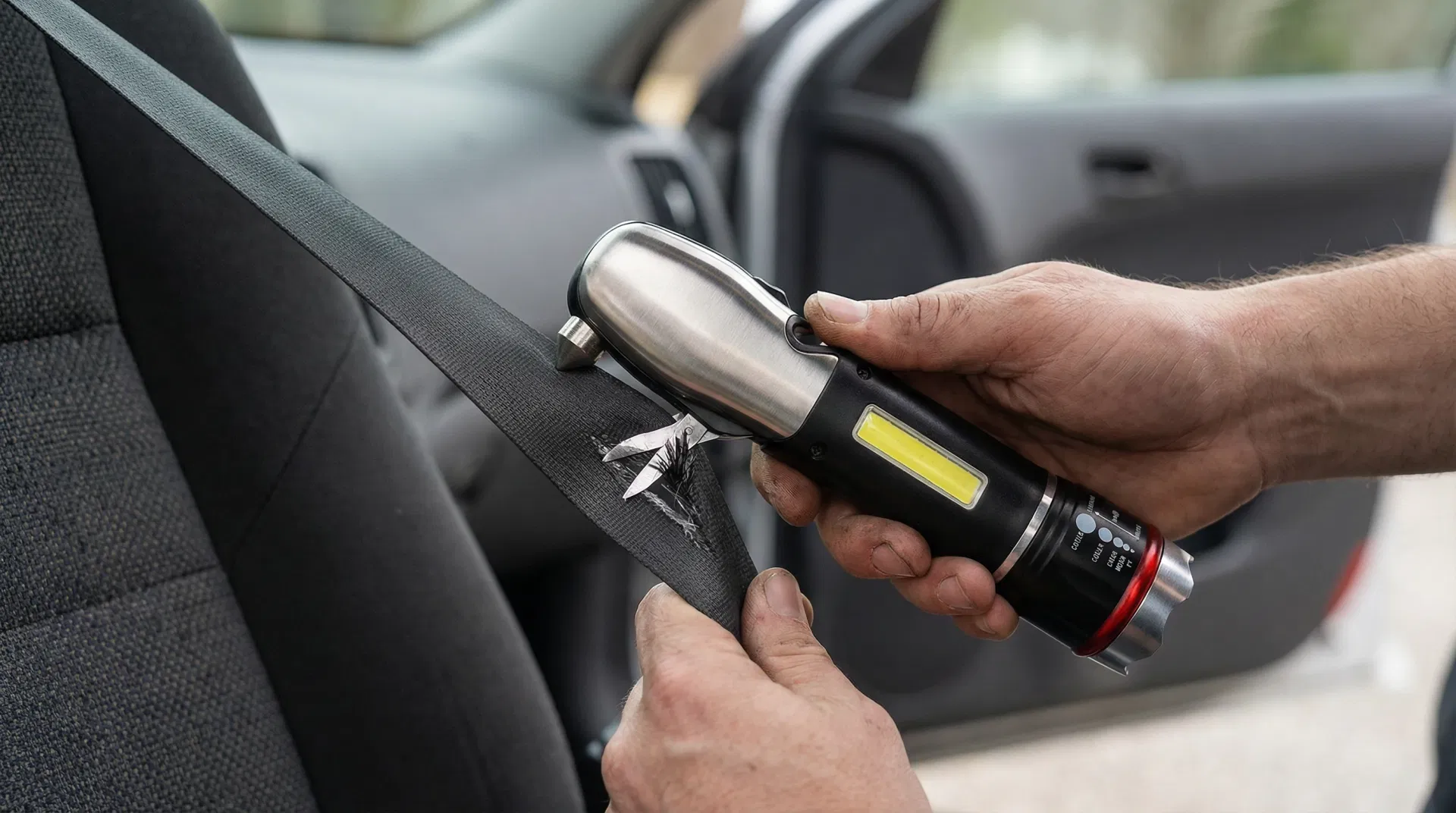 Nano Banana Pro failed generation: seatbelt cutting tool placed incorrectly.