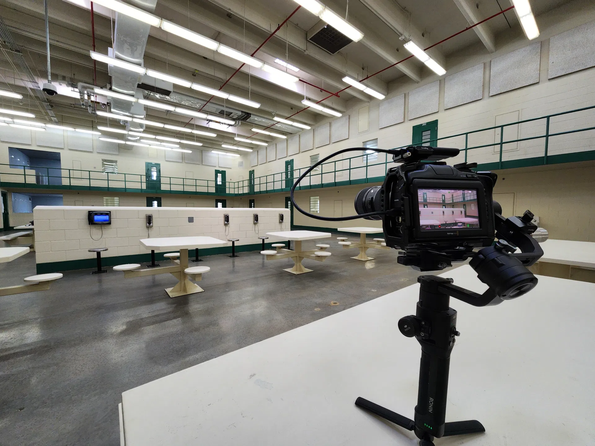 Setting up the Blackmagic 6K Pro inside the facility.