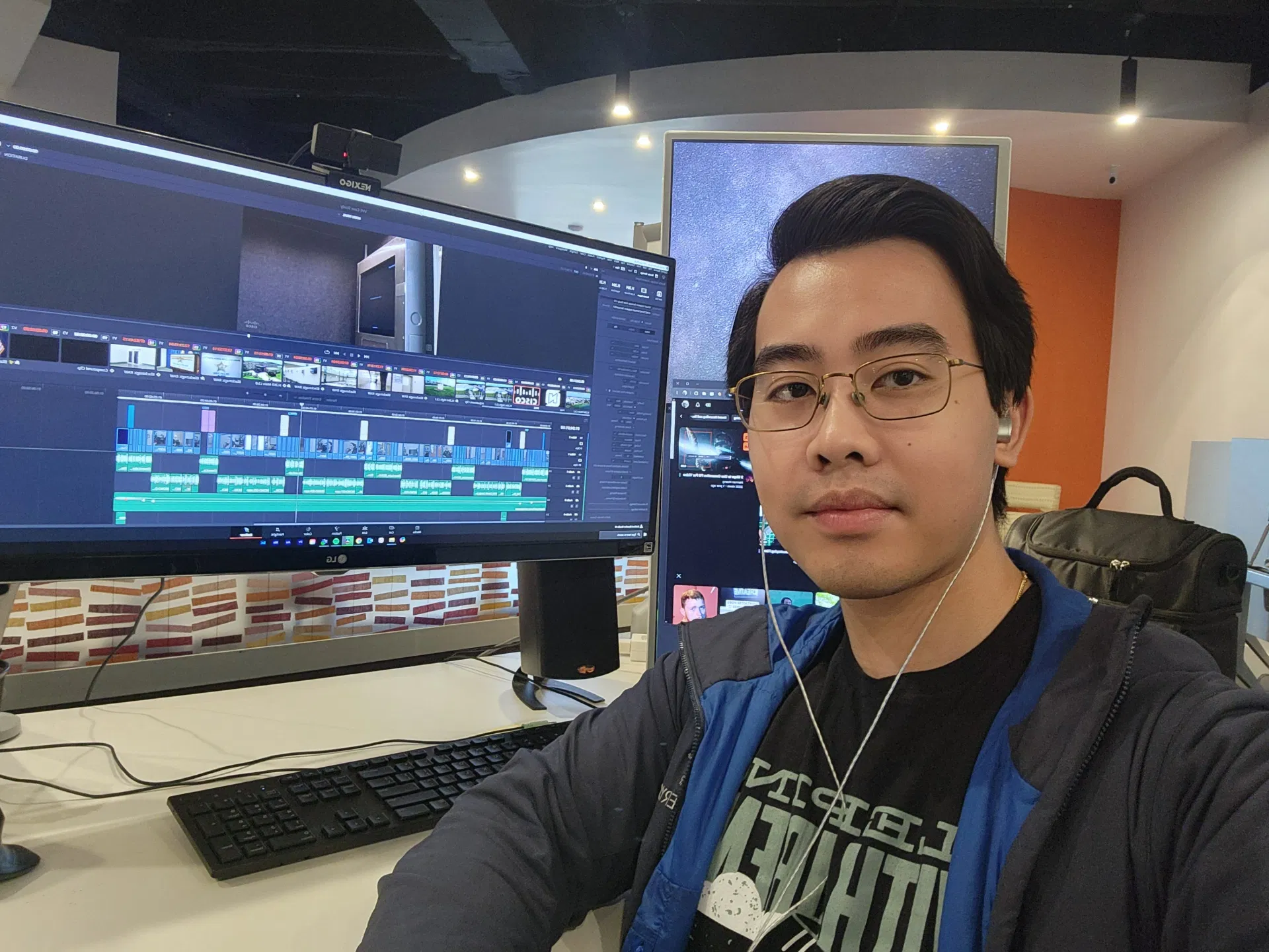 Editing and color grading in DaVinci Resolve.