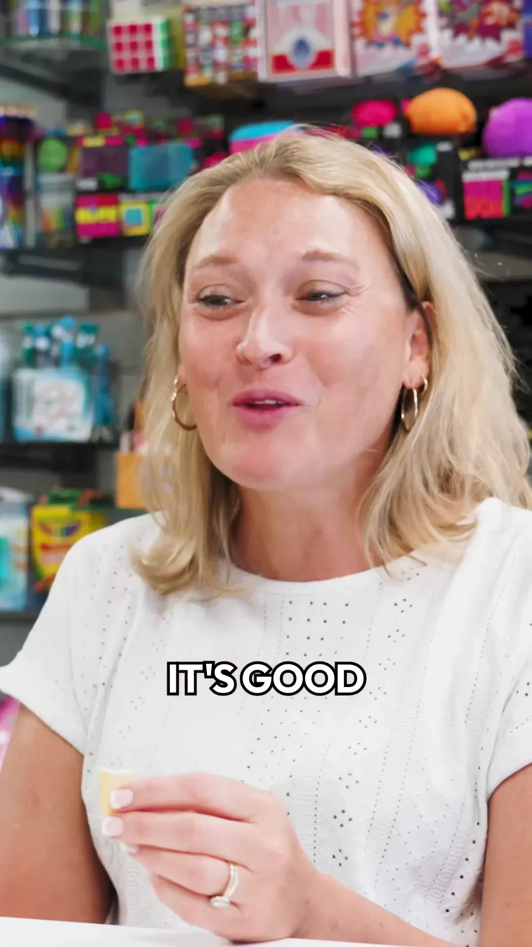 A participant sharing her Twinkies taste reaction in the existing portrait social film